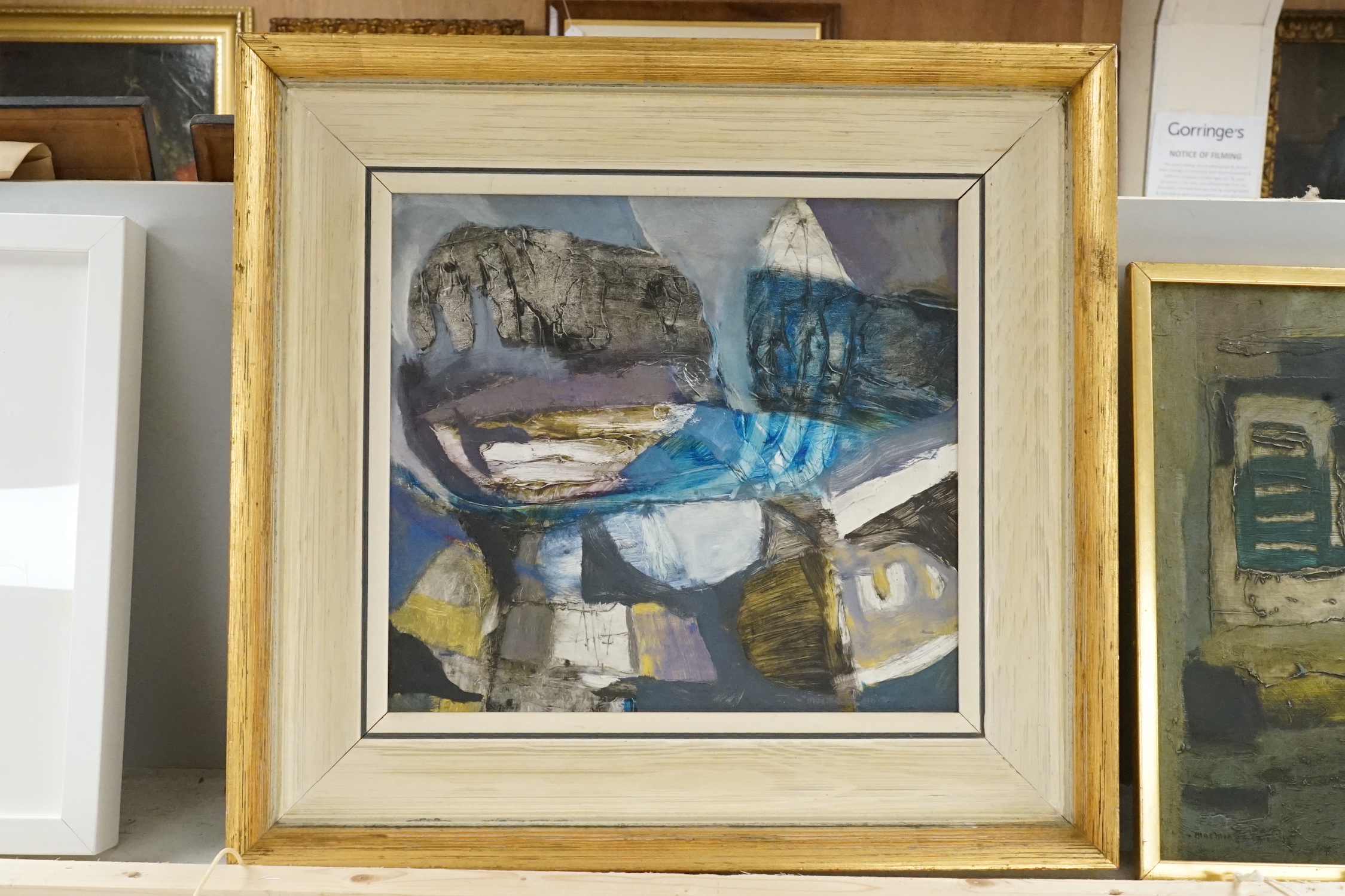 Padraig MacMiadhachain RWA (Irish, 1929-2017), oil on board, 'Winds in the ash rocks, Paseo de las Canteras, Canary Islands', signed and dated '72, inscribed by the artist verso, 26 x 29cm